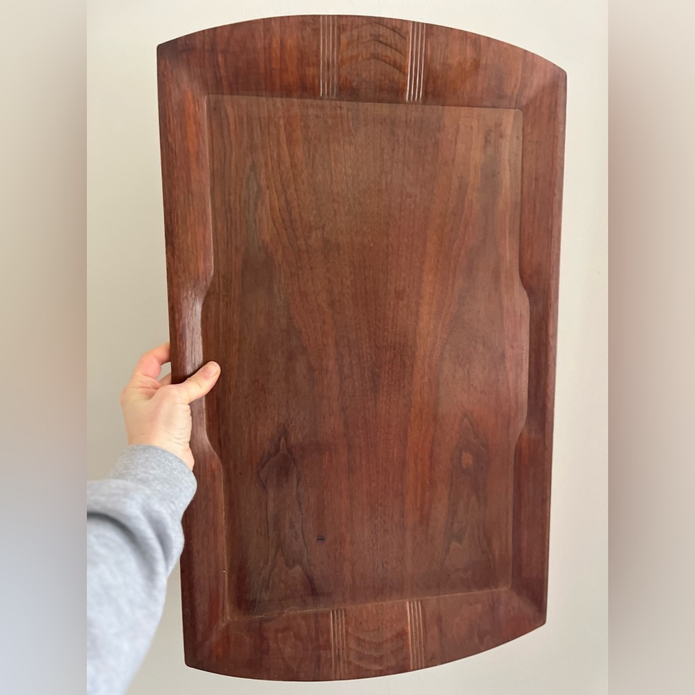 Vintage art deco teak, wood serving tray toastmaster